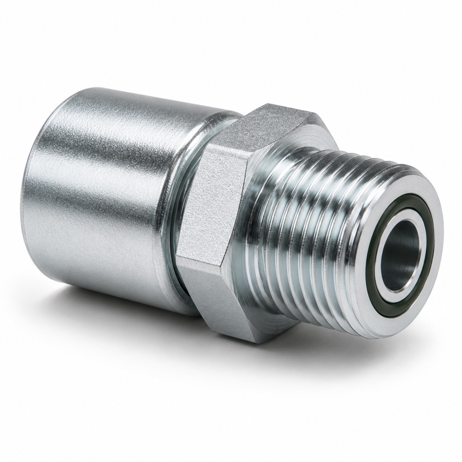 Representative view of ORFS Male Fixed 0° Straight Bite-the-Wire Hose End